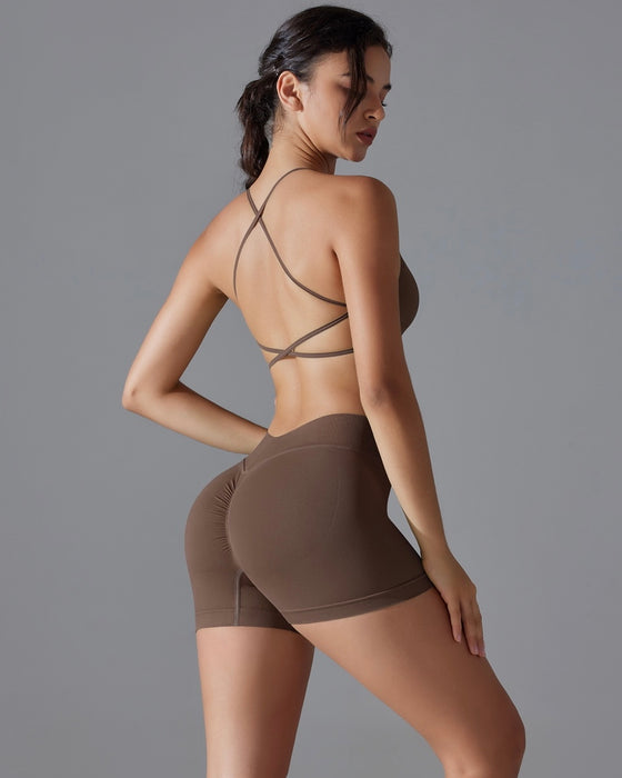 DJP Luxurious Brown Hazel Short Gym Suit